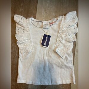 Zara White Eyelet Ruffle Sleeve Kids Top